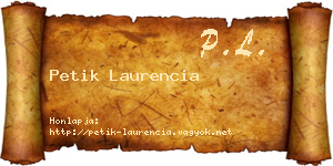 Petik Laurencia névjegykártya